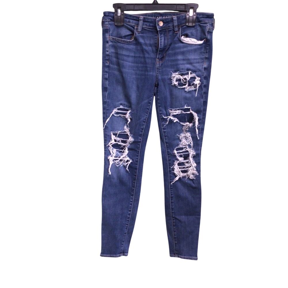 American Eagle Womens Next Level Stretch Distressed Jegging Size 10 Medium Wash